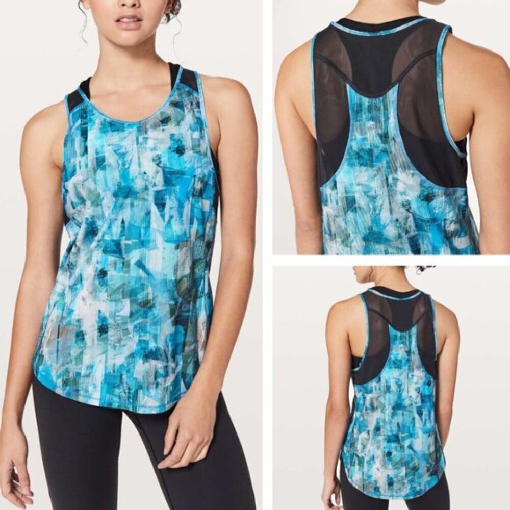 Lululemon Sculpt Tank II Sun Dazed Multi Blue Super Dark Womens Size 2